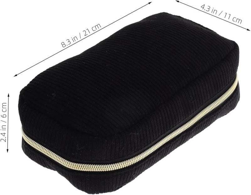 Large Capacity Corduroy Makeup Bag For Women Travel Cosmetic Organizer Toiletry Pouch - Image 2